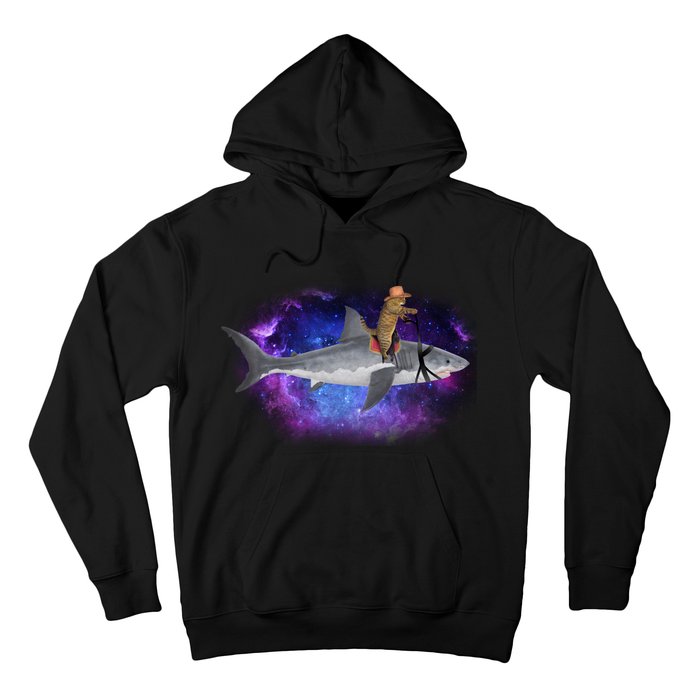 Galaxy Cat Riding Shark Hoodie