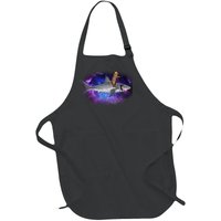 Galaxy Cat Riding Shark Full-Length Apron With Pockets