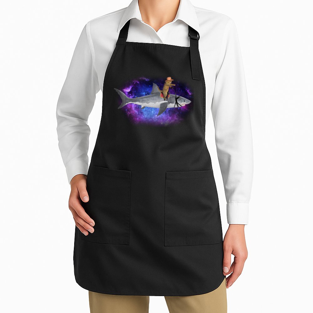 Galaxy Cat Riding Shark Apron