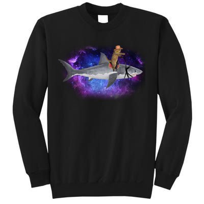 Galaxy Cat Riding Shark Sweatshirt