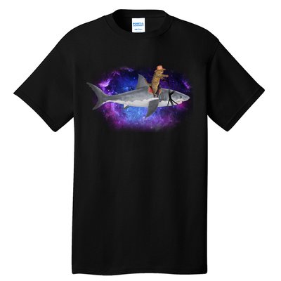 Galaxy Cat Riding Shark Tall T-Shirt