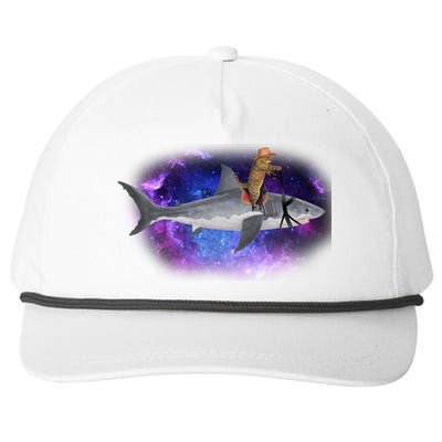 Galaxy Cat Riding Shark Snapback Five-Panel Rope Hat