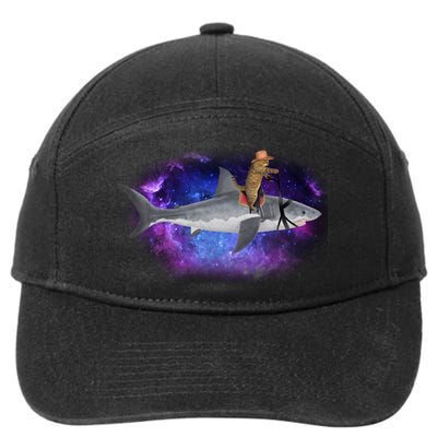 Galaxy Cat Riding Shark 7-Panel Snapback Hat