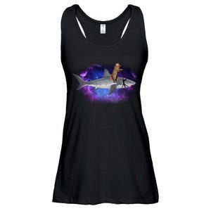 Galaxy Cat Riding Shark Ladies Essential Flowy Tank