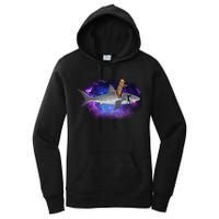 Galaxy Cat Riding Shark Women's Pullover Hoodie