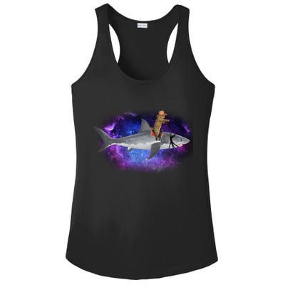 Galaxy Cat Riding Shark Ladies PosiCharge Competitor Racerback Tank