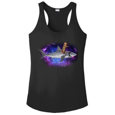 Galaxy Cat Riding Shark Ladies PosiCharge Competitor Racerback Tank