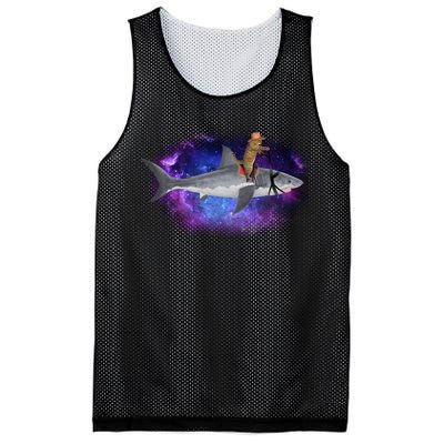 Galaxy Cat Riding Shark Mesh Reversible Basketball Jersey Tank