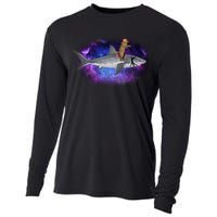 Galaxy Cat Riding Shark Cooling Performance Long Sleeve Crew