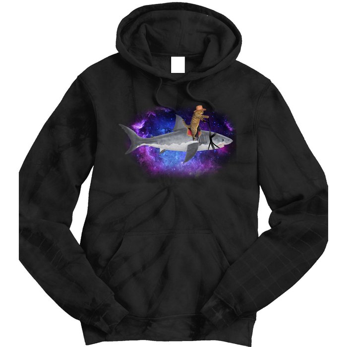 Galaxy Cat Riding Shark Tie Dye Hoodie