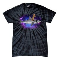 Galaxy Cat Riding Shark Tie-Dye T-Shirt