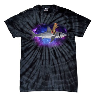 Galaxy Cat Riding Shark Tie-Dye T-Shirt