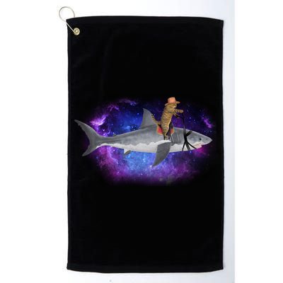 Galaxy Cat Riding Shark Golf Towel