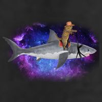 Galaxy Cat Riding Shark Golf Towel