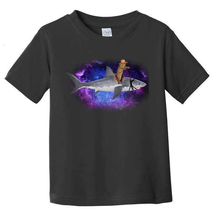 Galaxy Cat Riding Shark Toddler T-Shirt