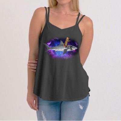 Galaxy Cat Riding Shark Women's Strappy Tank