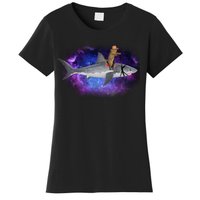 Galaxy Cat Riding Shark Women's T-Shirt