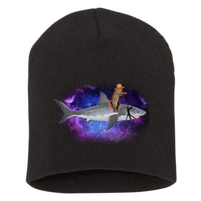 Galaxy Cat Riding Shark Short Acrylic Beanie