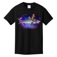 Galaxy Cat Riding Shark Kids T-Shirt