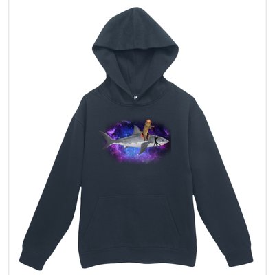 Galaxy Cat Riding Shark Urban Pullover Hoodie