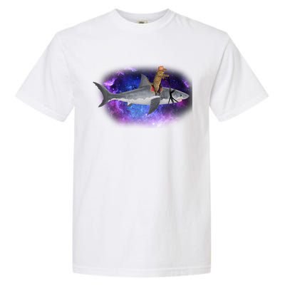 Galaxy Cat Riding Shark Garment-Dyed Heavyweight T-Shirt