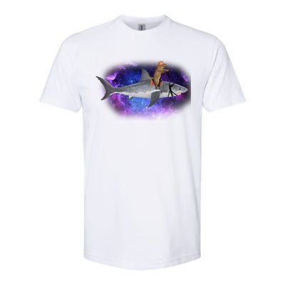 Galaxy Cat Riding Shark Softstyle CVC T-Shirt