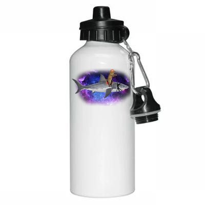 Galaxy Cat Riding Shark Aluminum Water Bottle