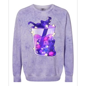 Galaxy Cats Boba Tea Colorblast Crewneck Sweatshirt