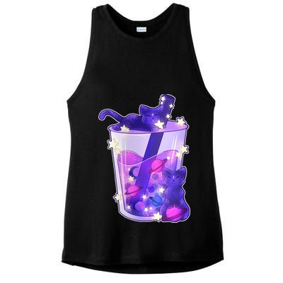 Galaxy Cats Boba Tea Ladies PosiCharge Tri-Blend Wicking Tank