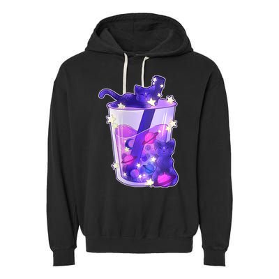 Galaxy Cats Boba Tea Garment-Dyed Fleece Hoodie