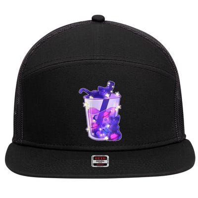 Galaxy Cats Boba Tea 7 Panel Mesh Trucker Snapback Hat