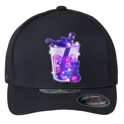 Galaxy Cats Boba Tea Flexfit Unipanel Trucker Cap