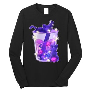 Galaxy Cats Boba Tea Long Sleeve Shirt