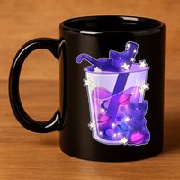 Galaxy Cats Boba Tea 11oz C Handle Ceramic Mug