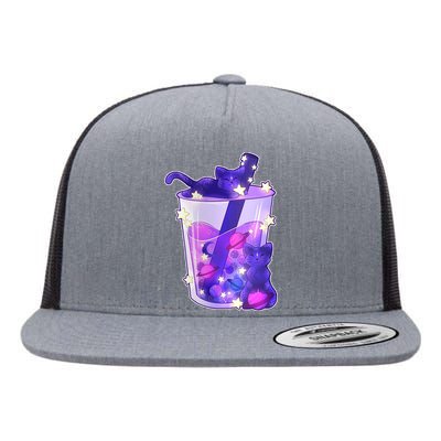 Galaxy Cats Boba Tea Flat Bill Trucker Hat