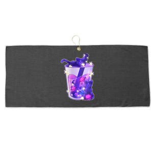 Galaxy Cats Boba Tea Large Microfiber Waffle Golf Towel