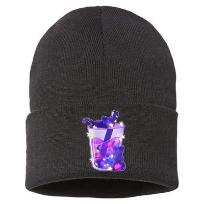 Galaxy Cats Boba Tea Sustainable Knit Beanie