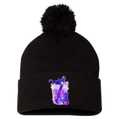 Galaxy Cats Boba Tea Pom Pom 12in Knit Beanie