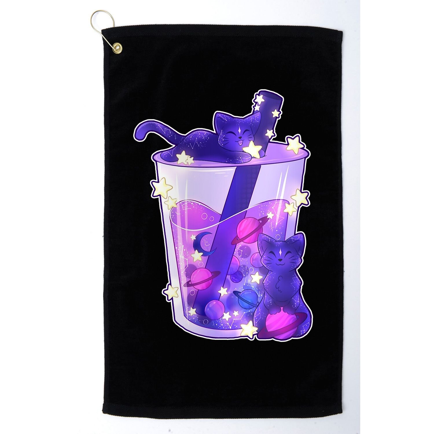 Galaxy Cats Boba Tea Golf Towel