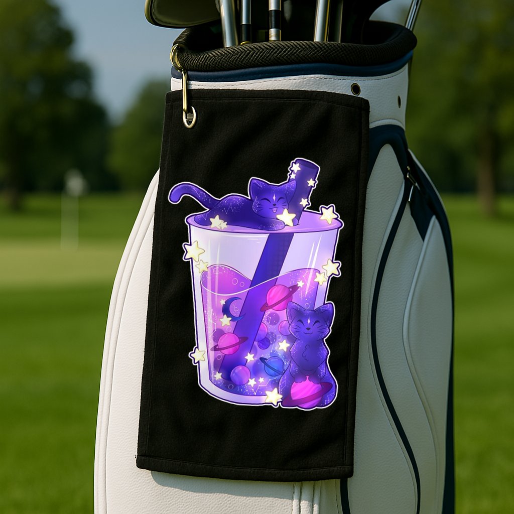 Galaxy Cats Boba Tea Golf Towel