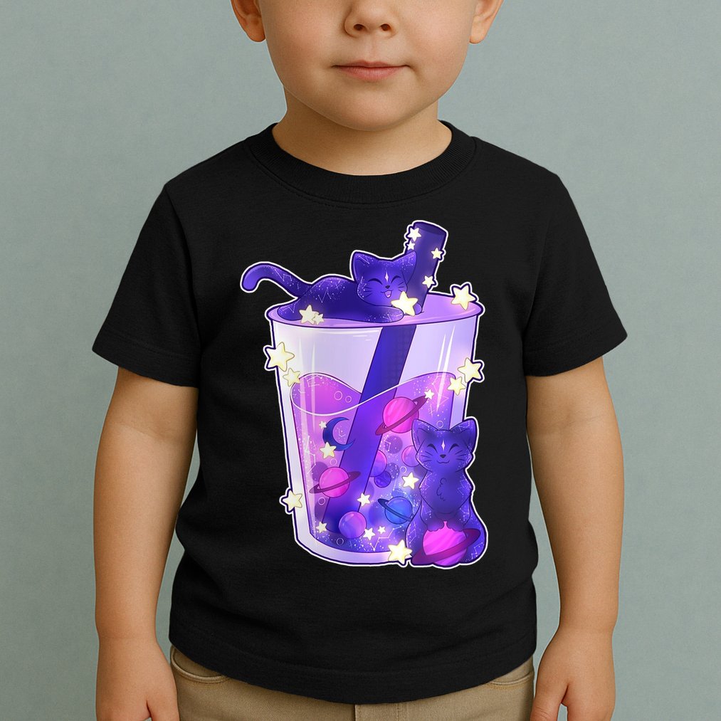 Galaxy Cats Boba Tea Toddler T-Shirt