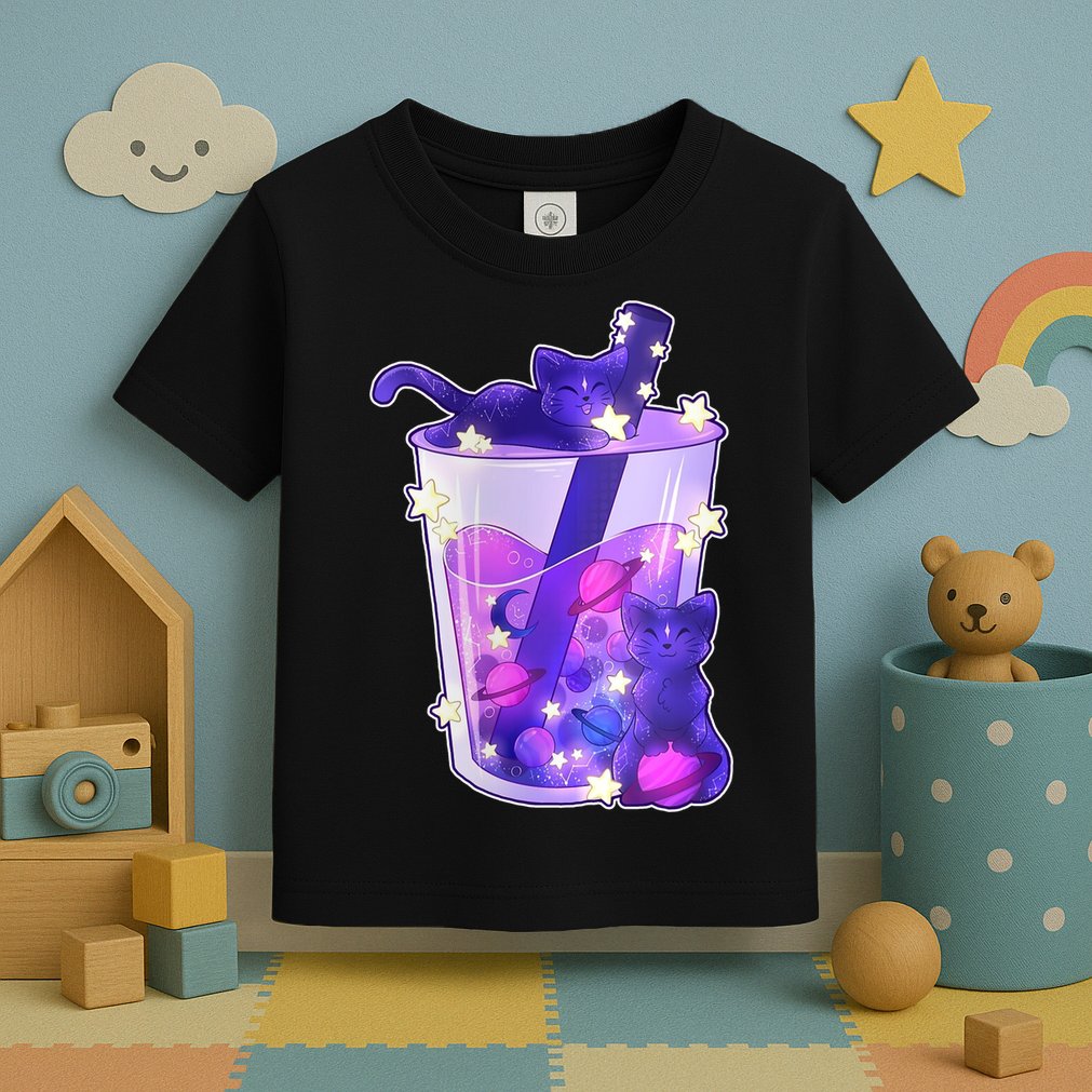 Galaxy Cats Boba Tea Toddler T-Shirt