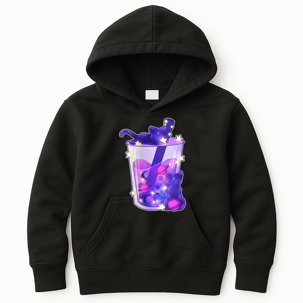 Galaxy Cats Boba Tea Kids Hoodie