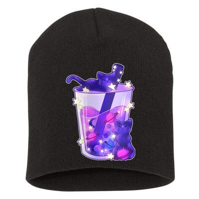 Galaxy Cats Boba Tea Short Acrylic Beanie