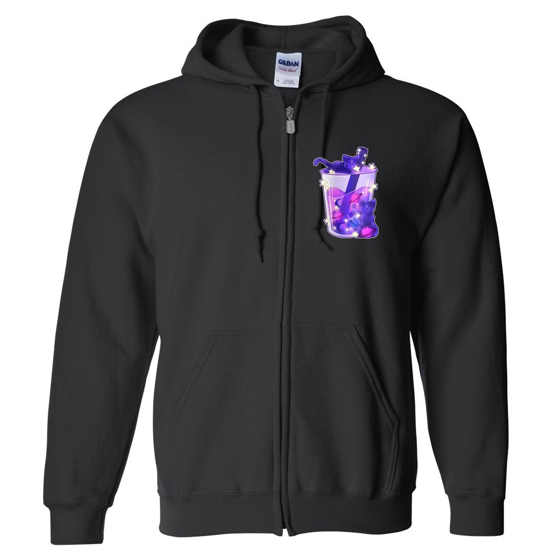 Galaxy Cats Boba Tea Full Zip Hoodie