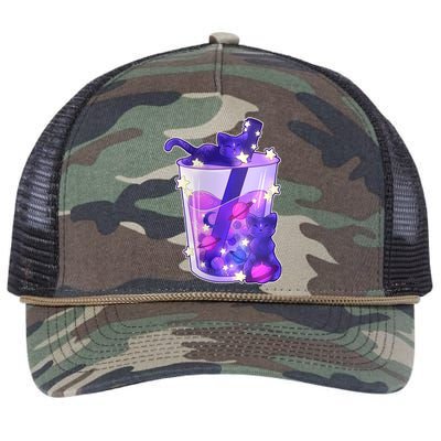 Galaxy Cats Boba Tea Retro Rope Trucker Hat Cap