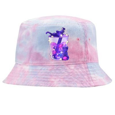 Galaxy Cats Boba Tea Tie-Dyed Bucket Hat