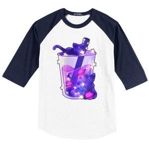 Galaxy Cats Boba Tea Baseball Sleeve Shirt