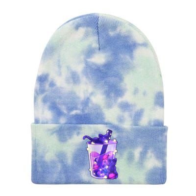 Galaxy Cats Boba Tea Tie Dye 12in Knit Beanie