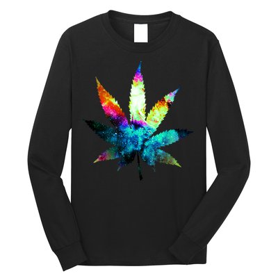 Galaxy Kush In Space Weed Long Sleeve Shirt